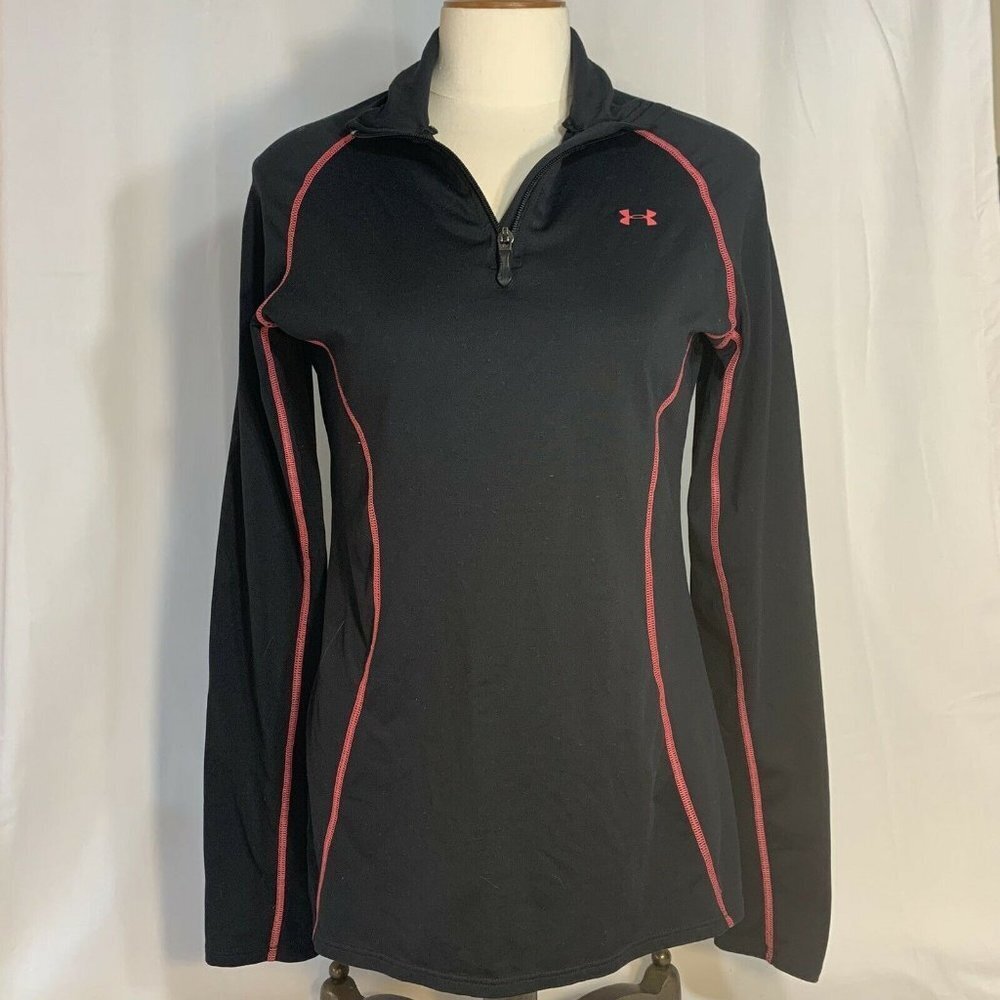 UNDER ARMOUR - Women's Cold Gear Black / Pink Pinstriped Shirt (Medium)